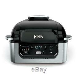 4-in-1 Indoor Grill with 4-Quart Air Fryer with Roast Bake and Cyclonic Grill