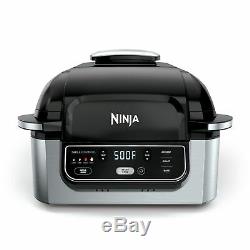 4-in-1 Indoor Grill with 4-Quart Air Fryer with Roast Bake and Cyclonic Grill