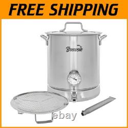40 Quart Stainless Steel Brew Kettle with Accurate Thermometer & Whistling Lid