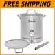 40 Quart Stainless Steel Brew Kettle With Accurate Thermometer & Whistling Lid