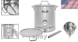 40 Quart Stainless Steel Brew Kettle with Accurate Thermometer & Whistling Lid