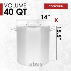 40 Quart Stainless Steel Stock Pot Heavy Duty With Lid Commercial Quality Coo