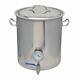 40l / 42 Quart Stainless Steel Ss304 Brew Kettle With Ball Valve + Thermometer