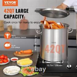 42 Quart Stainless Steel Stockpot with Lid & Strainer for Large Groups