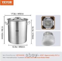 42 Quart Stainless Steel Stockpot with Lid & Strainer for Large Groups