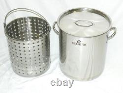 42 qt Quart 10 Gal STAINLESS Steel Stock Pot Shrimp Seafood Steamer Basket Fryer