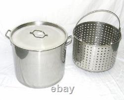 42 qt Quart 10 Gal STAINLESS Steel Stock Pot Shrimp Seafood Steamer Basket Fryer