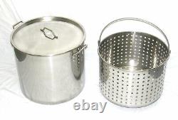 42 qt Quart 10 Gal STAINLESS Steel Stock Pot Shrimp Seafood Steamer Basket Fryer