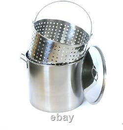 42 qt Quart 10 Gal STAINLESS Steel Stock Pot Shrimp Seafood Steamer Basket Fryer