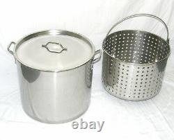 42 qt Quart 10 Gal Stainless Steel Stock Pot Steamer Basket Beer Turkey Fryer