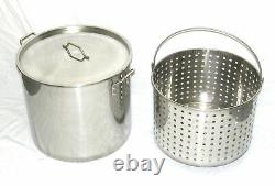 42 qt Quart 10 Gal Stainless Steel Stock Pot Steamer Basket Beer Turkey Fryer