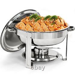 4PCS Round Chafing Dish 5 Quart Stainless Steel Tray Buffet Catering for Party