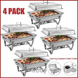 4Pack 13.7 Quart Stainless Steel Chafer Chafing Dish Sets Bain Marie Food Warmer