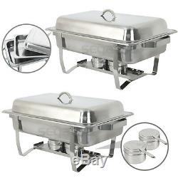 4Pack 8 Quart Stainless Steel Rectangular Chafing Dish Full Size Buffet Catering