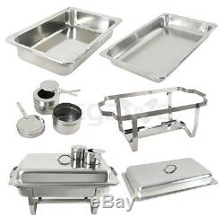 4Pack 8 Quart Stainless Steel Rectangular Chafing Dish Full Size Buffet Catering