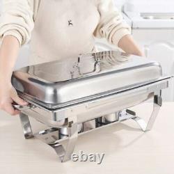 4Pk 8 Quart Stainless Steel Rectangular Chafing Dish Full Size Buffet Catering