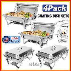 4X 8 Quart Chafing Dish Stainless Steel Full Size Buffet Rectangular Chafer 2023