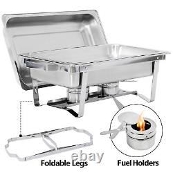 4X 8 Quart Chafing Dish Stainless Steel Full Size Buffet Rectangular Chafer 2023