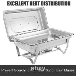 4X 8 Quart Chafing Dish Stainless Steel Full Size Buffet Rectangular Chafer 2023