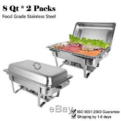 4pcs Rovsun Chef 8 Quart Full Size Stainless Steel Chafer with Folding Frame
