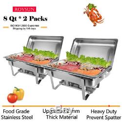 4pcs Rovsun Chef 8 Quart Full Size Stainless Steel Chafer with Folding Frame