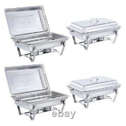 4x 8 Quart Stainless Steel Rectangular Chafing Dish Full Size Buffet Catering