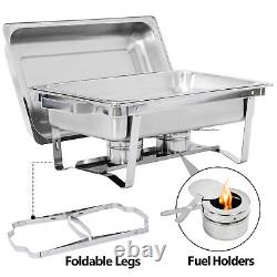 4x 8 Quart Stainless Steel Rectangular Chafing Dish Full Size Buffet Catering