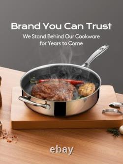 5.5 Quart Stainless Steel Deep Frying & Sauté Pan with Lid, Stay-Cool Handle