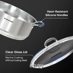 - 5.5 Quart Steamer Pots with Lid 2-Tier Multipurpose Stainless Steel Steaming P