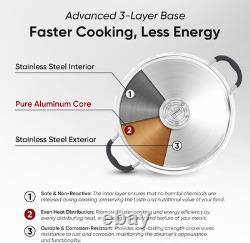 - 5.5 Quart Steamer Pots with Lid 2-Tier Multipurpose Stainless Steel Steaming P