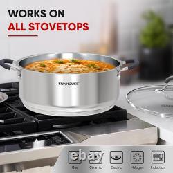 - 5.5 Quart Steamer Pots with Lid 2-Tier Multipurpose Stainless Steel Steaming P
