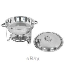 5 Pack Round Chafing Dish 5 Quart Stainless Steel Full Size Tray Buffet Catering