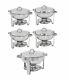 5 Pack Round Chafing Dish 5 Quart Stainless Steel Tray Buffet Catering Warming