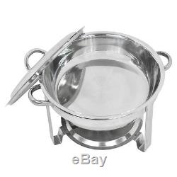 5 Pack Round Chafing Dish 5 Quart Stainless Steel Tray Buffet Catering Warming