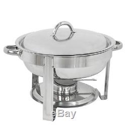 5-Pack Round Chafing Dish Buffet Chafer Warmer Set withLid 5 Quart, Stainless Steel
