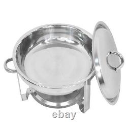 5 Pack Round Chafing Dish Full Size Tray Buffet Catering 5 Quart Stainless Steel