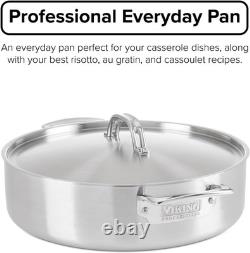 5-Ply Casserole Pot with Lid, 6.4 Quart Stainless Steel Cooking Pan, Dishwasher