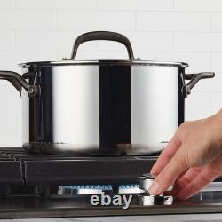5-Ply Clad Polished Stainless Steel Stock Pot/Stockpot With Lid 6 Quart Stainless