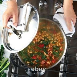 5-Ply Clad Polished Stainless Steel Stock Pot/Stockpot With Lid 6 Quart Stainless
