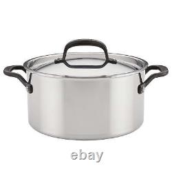 5-Ply Clad Stainless Steel Stockpot with Lid 6-Quart Polished Stainless Steel