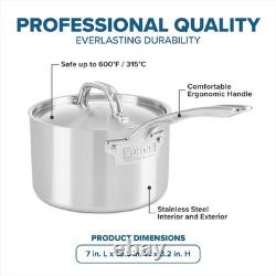 5-Ply Stainless Steel Sauce Pan with Lid, 3 Quart Saucepan Cooking Pot, Dishw