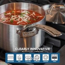 5-Ply Stainless Steel Sauce Pan with Lid, 3 Quart Saucepan Cooking Pot, Dishw