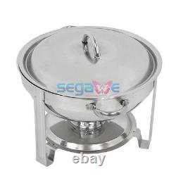 5 Quart Stainless Steel 4 Pack Round Chafing Dish Full Size Tray Buffet Catering