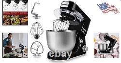 5-Quart Stainless Steel Bowl Stand Mixer with Dough Hook, Mixing Beater & Whisk