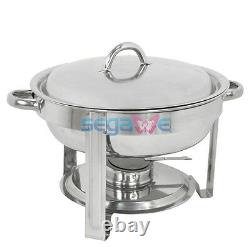 5 Quart Stainless Steel Full Size Tray 3 Pack Round Chafing Dish Buffet Catering