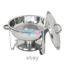 5 Quart Stainless Steel Full Size Tray 3 Pack Round Chafing Dish Buffet Catering