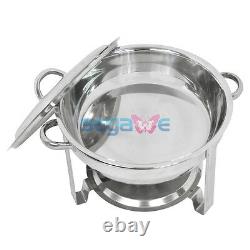 5 Quart Stainless Steel Full Size Tray 3 Pack Round Chafing Dish Buffet Catering