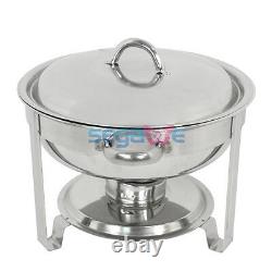 5 Quart Stainless Steel Full Size Tray 3 Pack Round Chafing Dish Buffet Catering