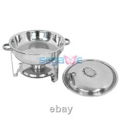 5 Quart Stainless Steel Full Size Tray 3 Pack Round Chafing Dish Buffet Catering