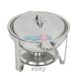 5 Quart Stainless Steel Full Size Tray 3 Pack Round Chafing Dish Buffet Catering